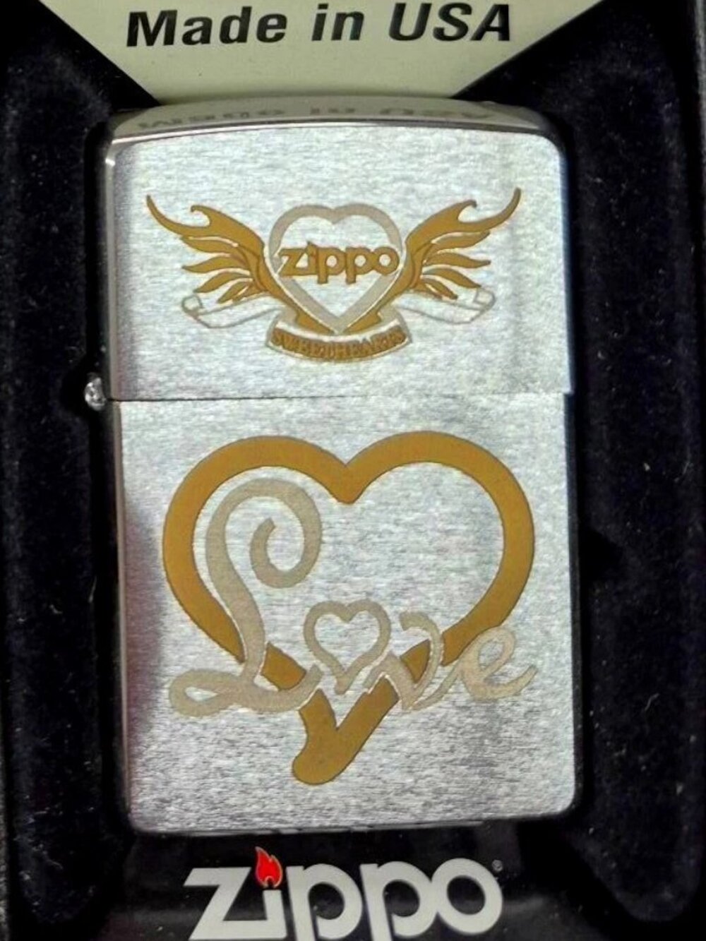Sharp Zipper Love Heart Logo Zippo Lighter W/Zippo Butane Torch Insert